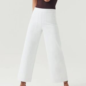 Spanx Small Petite Pants On-The-Go Cropped Wide Leg Pants Classic White NWT